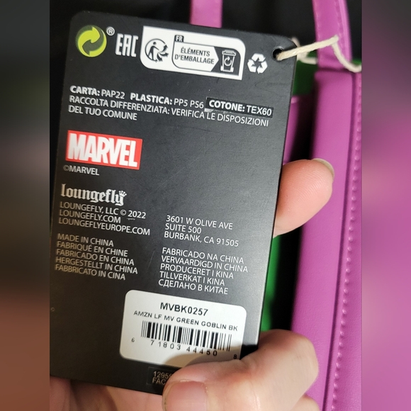 Loungefly Green Goblin faux leather daypack backpack gun metal grey hardware - Picture 11 of 16